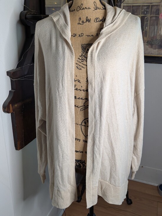 American Eagle Outfitters Sweaters - American Eagle Outfitters Cream Knit Hoodie Cardigan